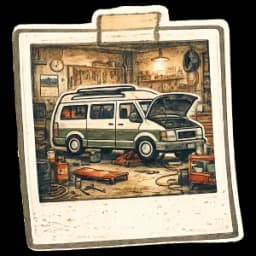 Polaroid photo of van mechanic